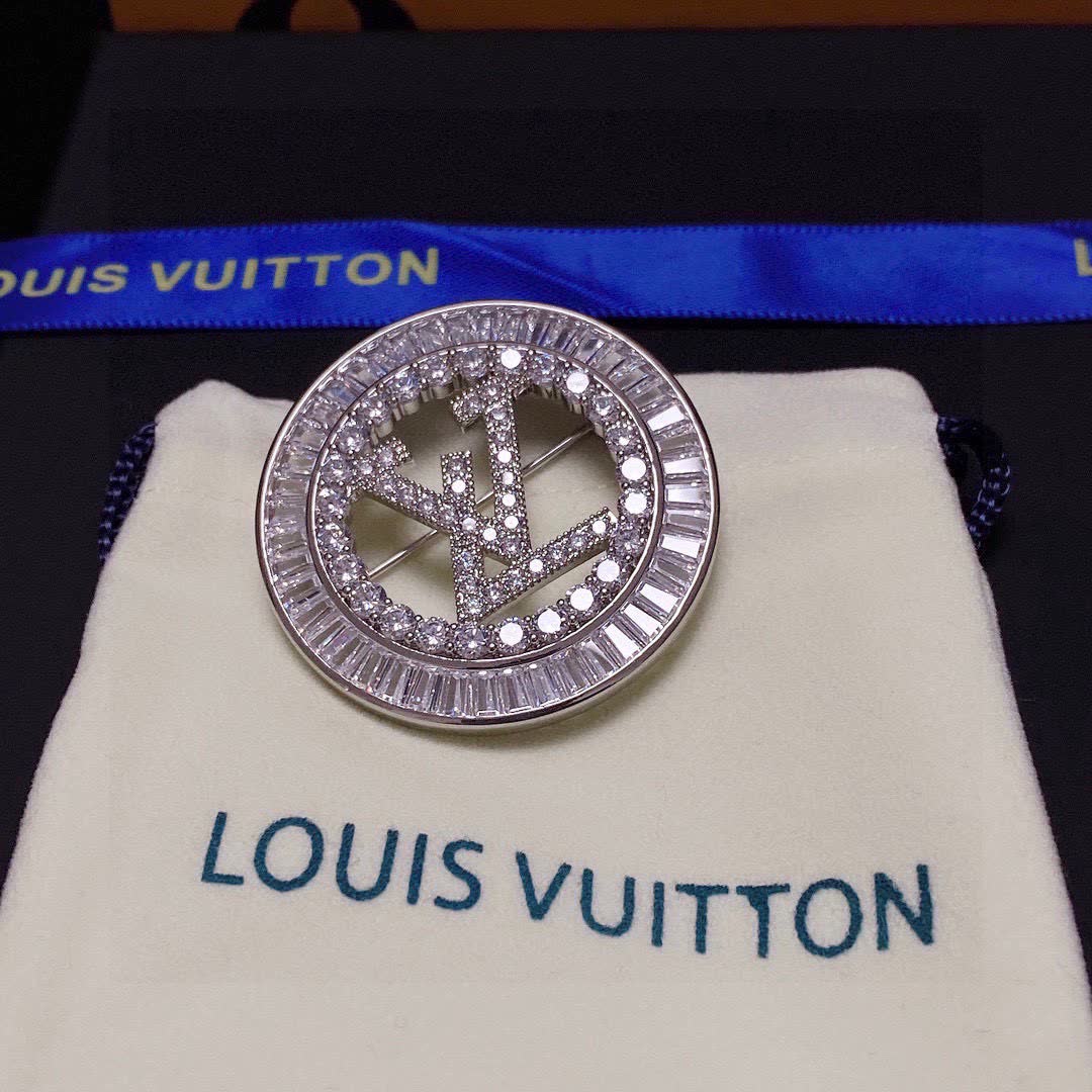 Louis Vuitton Crystal Logo Brooch